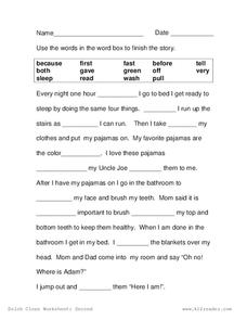 Complete the Story Worksheet