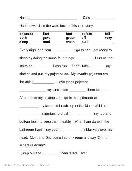 Complete the Story Worksheet
