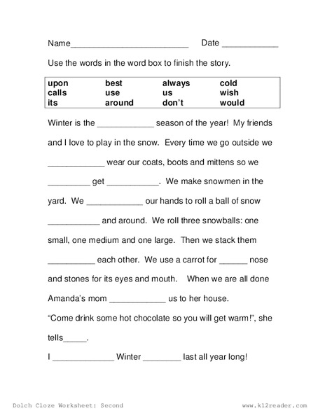 Complete the Story Worksheet