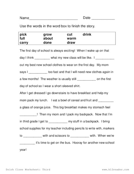 Complete the Story Worksheet