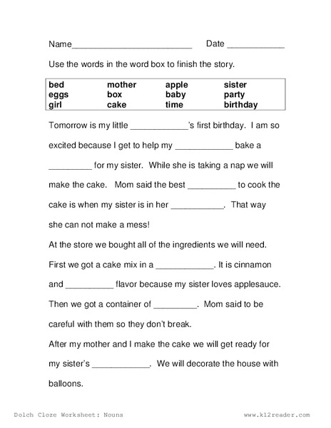 Complete the Story Worksheet
