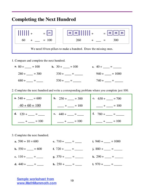 Completing The Next Hundred Worksheet