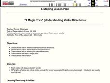 "A Magic Trick" (Understanding Verbal Directions) Lesson Plan