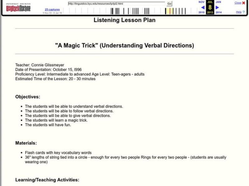 "A Magic Trick" (Understanding Verbal Directions) Lesson Plan