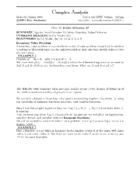 Complex Analysis:  Complex Variables Worksheet