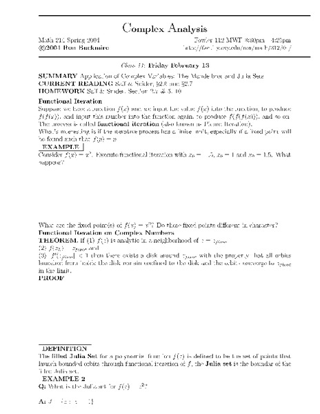 Complex Analysis:  Complex Variables Worksheet