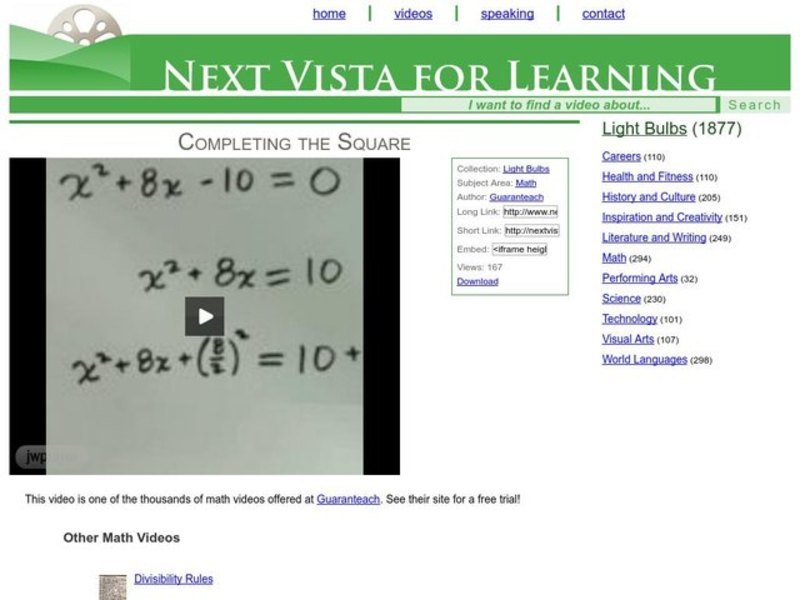 Completing the Square Instructional Video