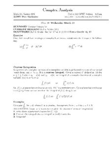 Complex Analysis:  Contour Integration Worksheet