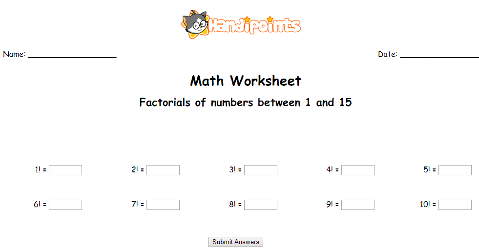 Factorials of Numbers Interactive