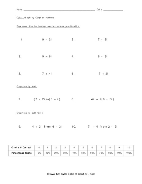 Complex Numbers Worksheet