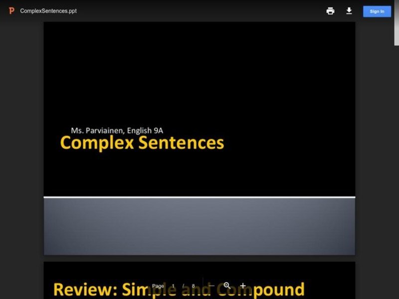 Complex Sentences  PPT