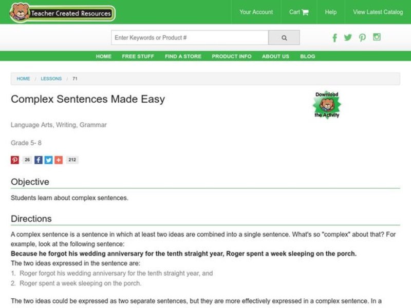 Complex Sentences Made Easy Lesson Plan