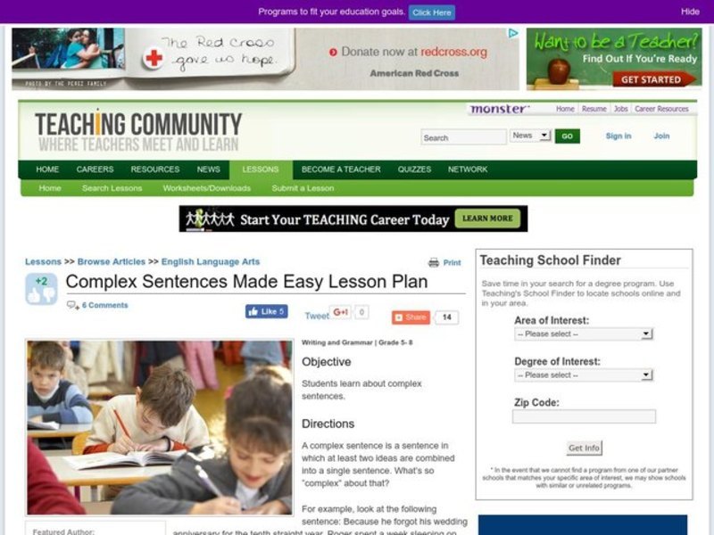 Complex Sentences Made Easy Lesson Plan