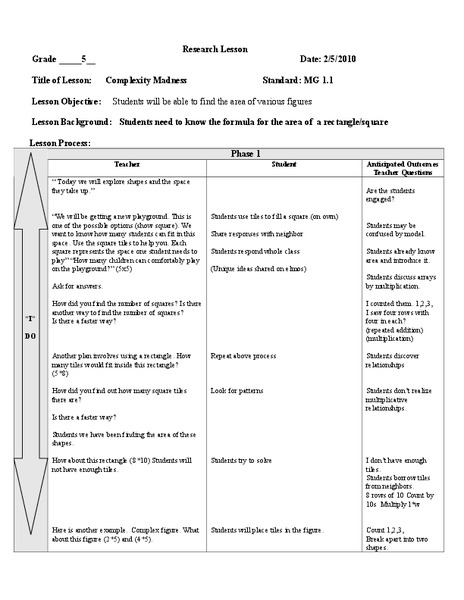 Complexity Madness Lesson Plan