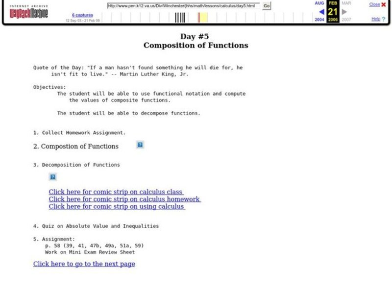 Composition Of Functions Lesson Plan