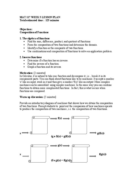 Composition of Functions Lesson Plan