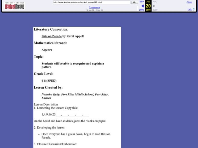 "BATS on Parade" by Kathi Appelt Lesson Plan