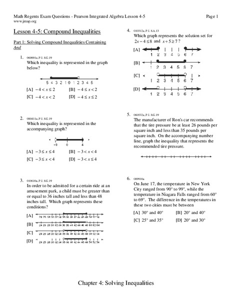 Compound Inequalities Worksheet