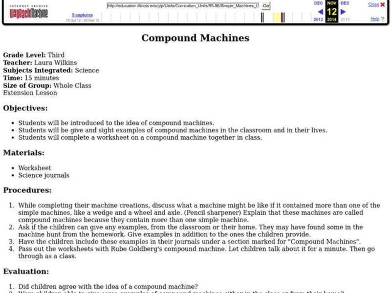 Compound Machines Lesson Plan