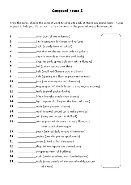 Compound Nouns 2 Worksheet