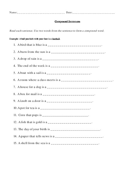 Compound Sentences Worksheet