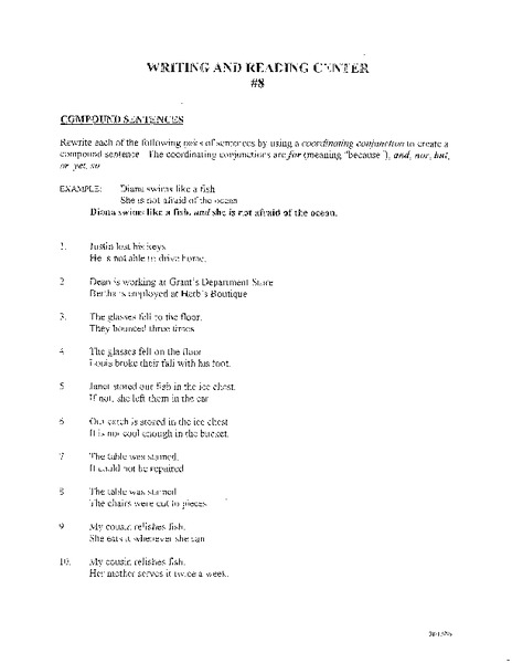 Compound Sentences Worksheet