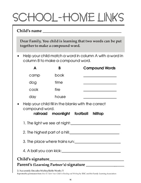 Compound Words Worksheet