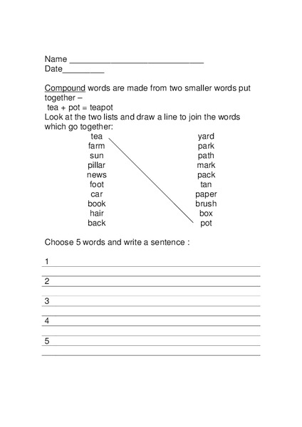 Compound Words Worksheet