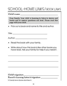 School-Home Links: Book Links Worksheet