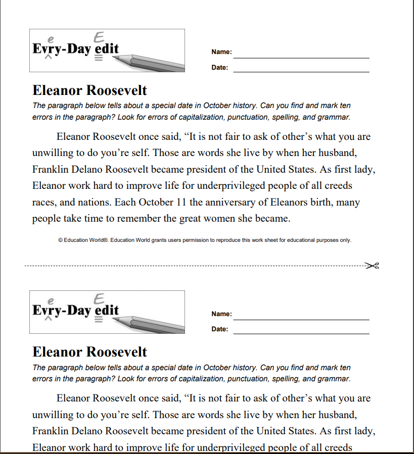 Every-Day Edit: Eleanor Roosevelt Activity