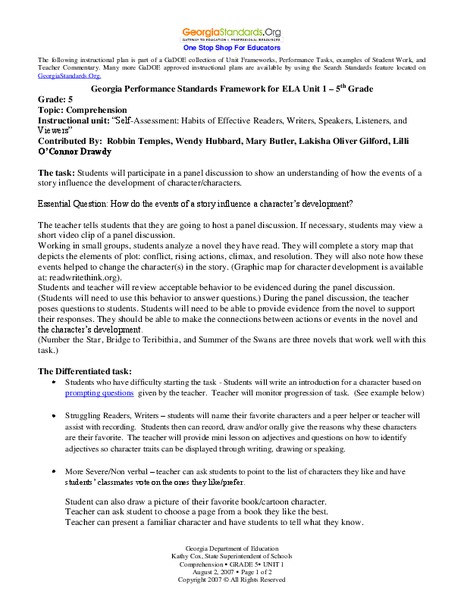 Comprehension Lesson Plan