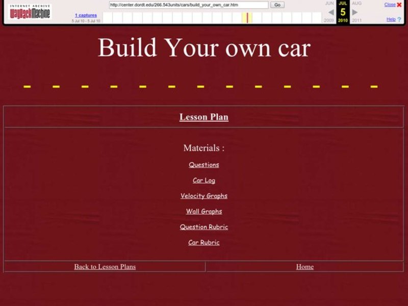 Build Your Own Car Lesson Plan