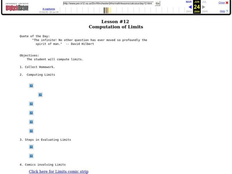 Computation Of Limits Lesson Plan