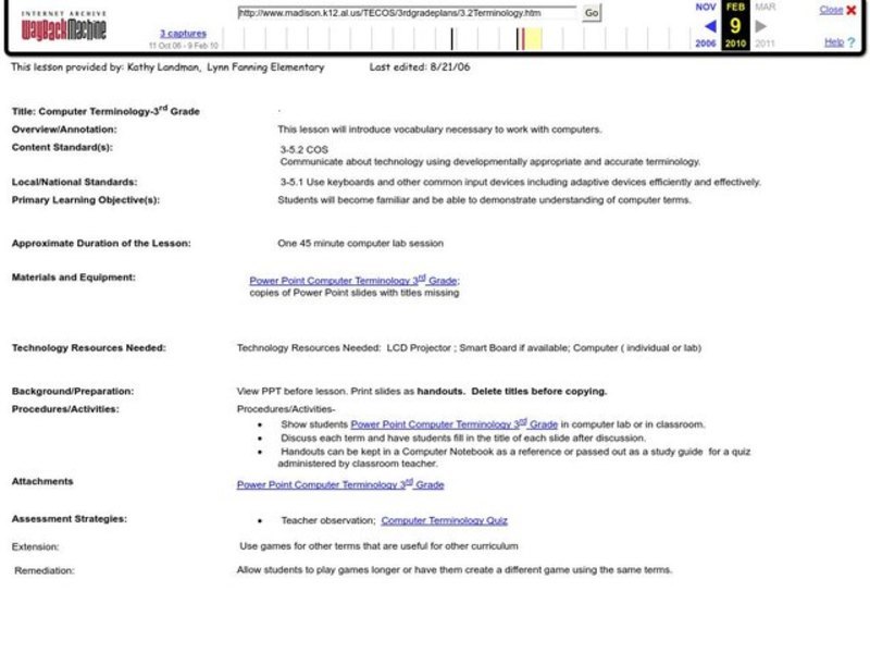 Computer Technology Lesson Plan