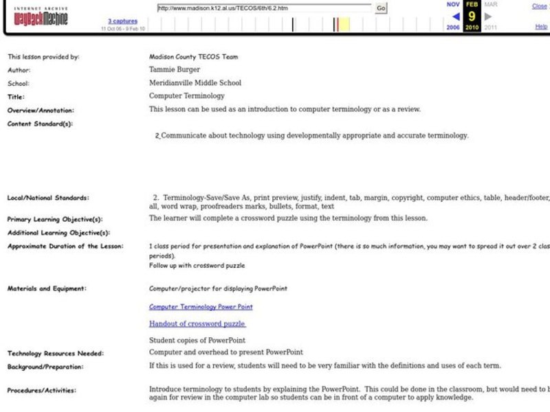 Computer Terminology Lesson Plan