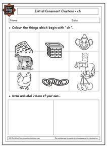 Initial Consonant Clusters - ch Worksheet