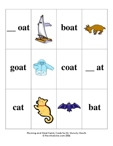 Rhyming Cards Worksheet