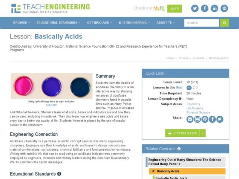 Basically Acids Lesson Plan