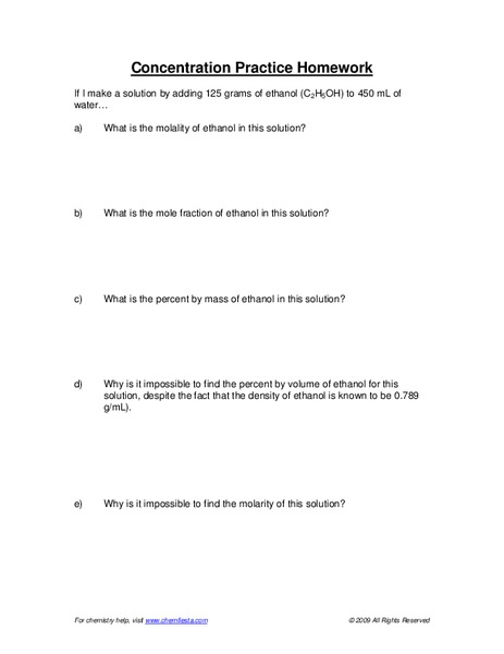 Concentration Practice Worksheet