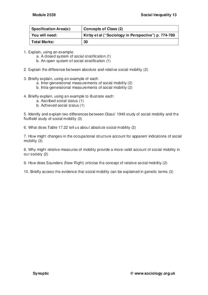 Concepts of Class Worksheet