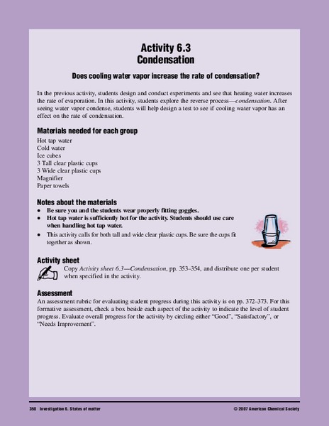 Condensation Lesson Plan