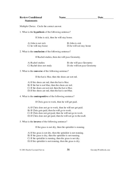 Conditional Statements Lesson Plan