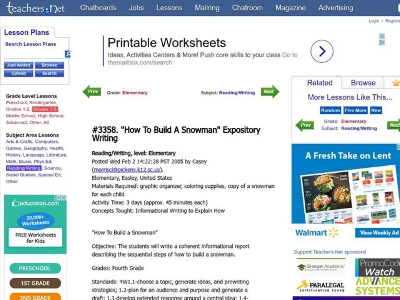 "How To Build A Snowman" Expository Writing Lesson Plan