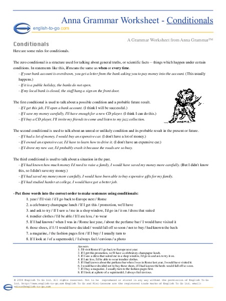 Conditionals Worksheet