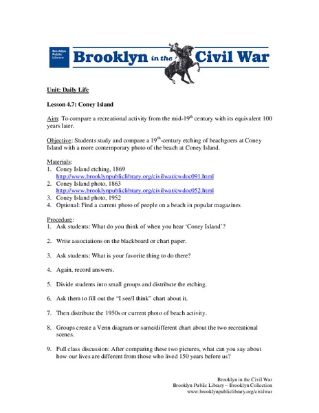 Coney Island Lesson Plan