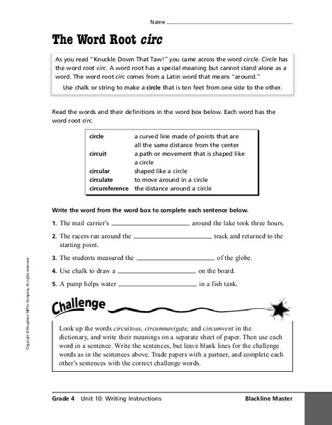 The Word Root "Circ" Worksheet