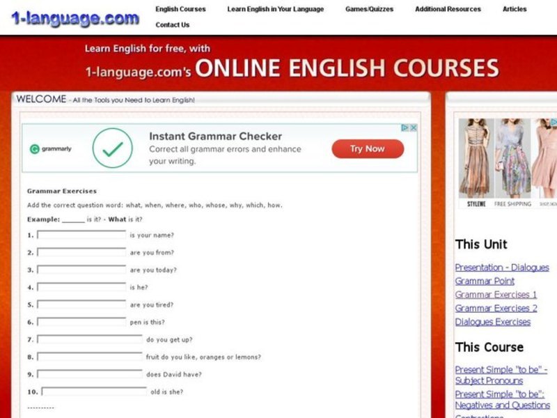 Grammar Exercise: Question Words Interactive