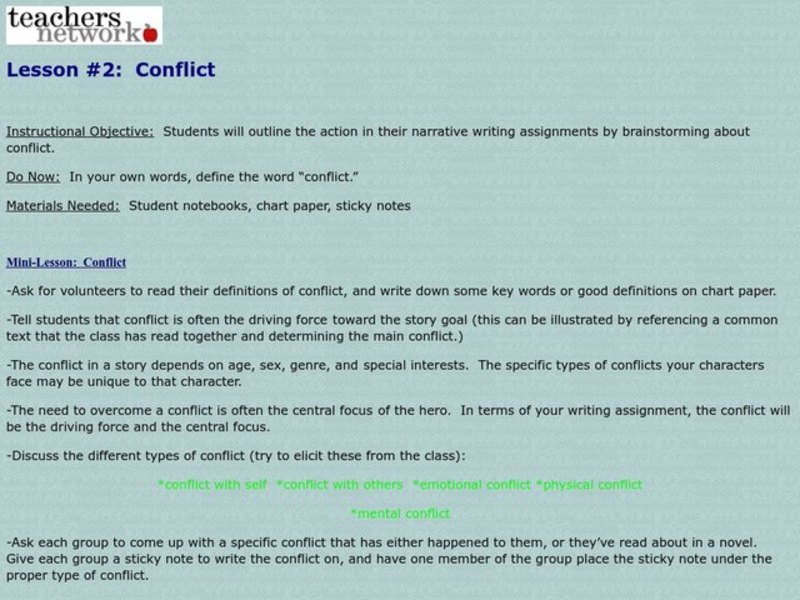 Conflict Lesson Plan