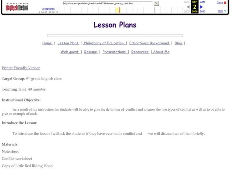 Conflict Lesson Plan