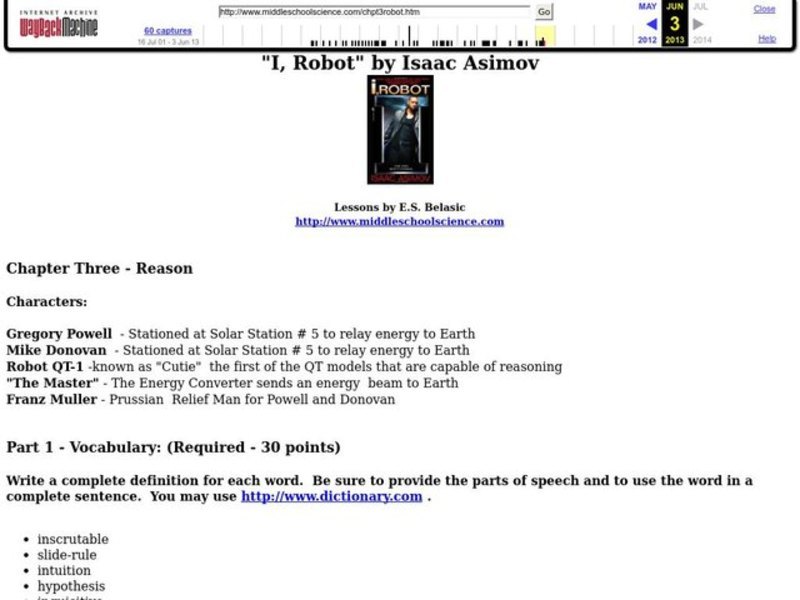 "I, Robot" Lesson Plan